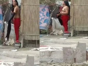 AAGMaal latest village girl nude bath caught on viral hidden cam mms